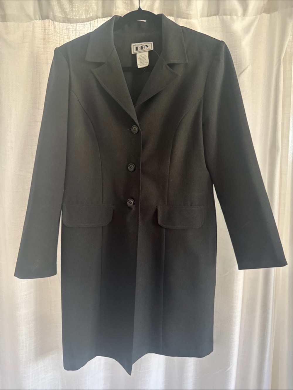 DBY Black Women's Tailored Long Blazer Coat